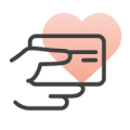 icoon van een hand met een betaalpas